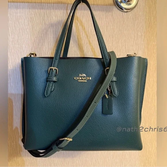 Coach Mollie Tote 25 Bag in Everglades Green & Leather Coach ID Zip Wallet. - Picture 2 of 16